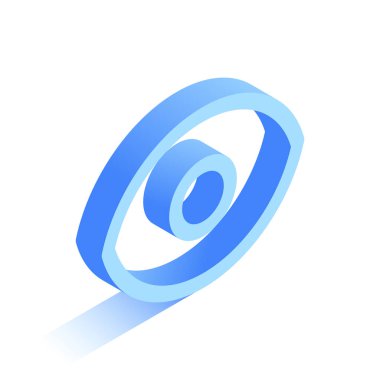 Gölgeli 3D göz simgesi. İzometrik biçimde vektör illüstrasyonu. Eps 10 şablonu.