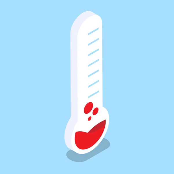 Icona Termometro Con Interno Liquido Rosso Illustrazione Vettoriale Stile Isometrico — Vettoriale Stock