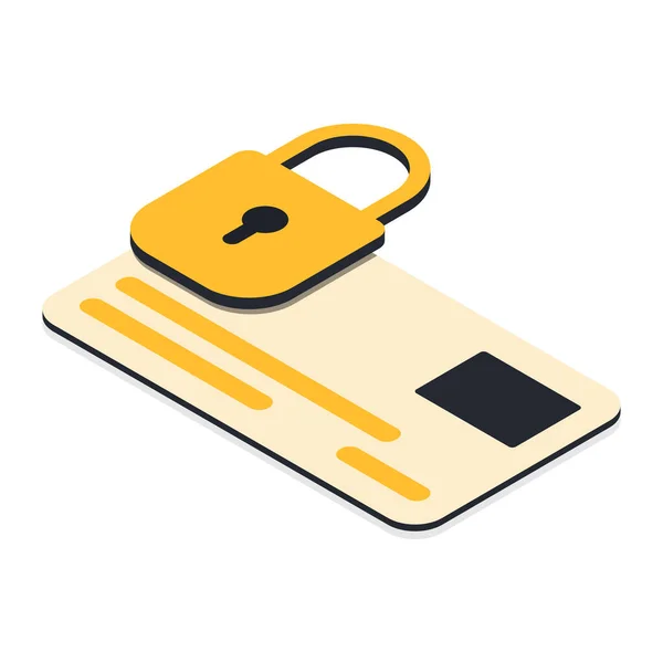 Secure Payments Concept Credit Card Padlock Vector Illustration Isometric Style — Stock Vector