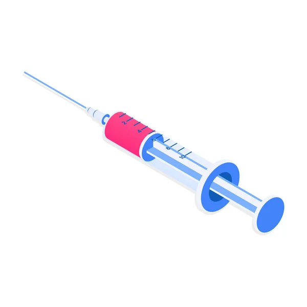 Medicinsk Spruta Fylld Med Läkemedel Vaccin Eller Vitaminer Isometrisk Vektorillustration — Stock vektor