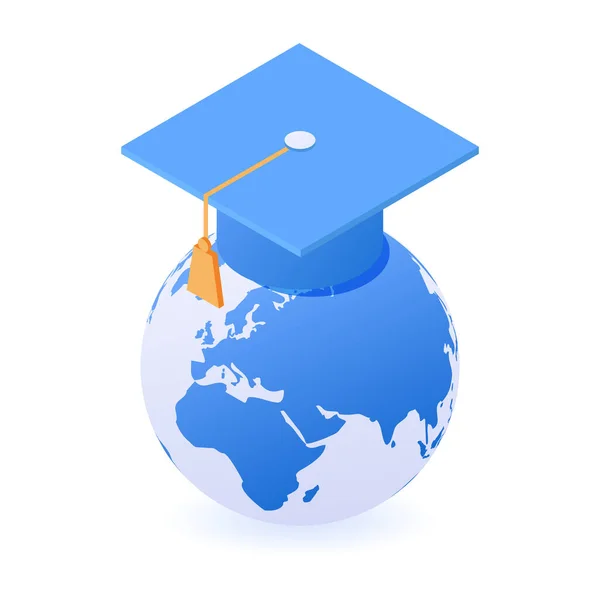 Graduate Cap Auf Dem Planet Study Ausland World Education Curriculum — Stockvektor