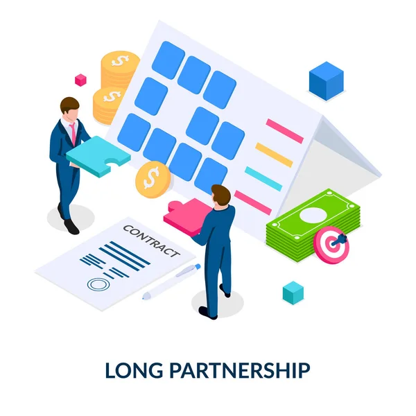Koncepce Dlouhodobého Partnerství Dlouhodobá Spolupráce Smlouvy Vzájemně Výhodné Obchodní Vztahy — Stockový vektor