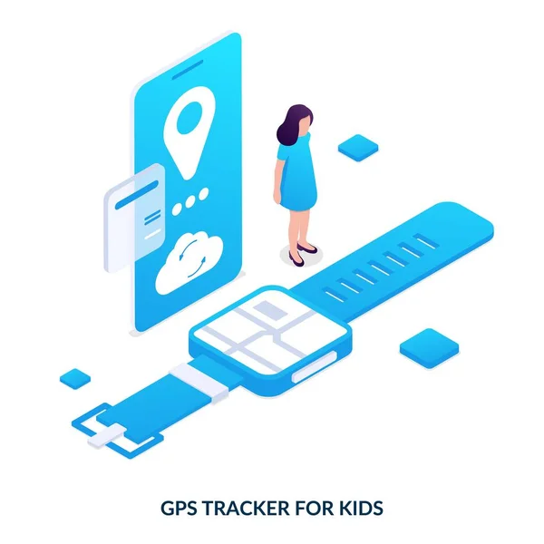 Montre Intelligente Avec Traqueur Gps Pour Les Enfants Concept Localisation — Image vectorielle