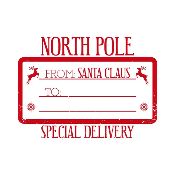 North Pole Special Deliver Santa Claus Holiday Stamp Листів Або — стоковий вектор