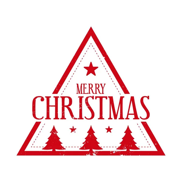 メリークリスマス 手紙や贈り物のためのホリデースタンプデザイン 木や星と三角形の形をしたクリスマスの装飾要素 — ストックベクタ