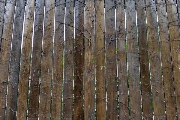 Коричневый Деревянный Забор Использованной Древесины Покрытый Специальным Лаковым Составом Вдоль — стоковое фото