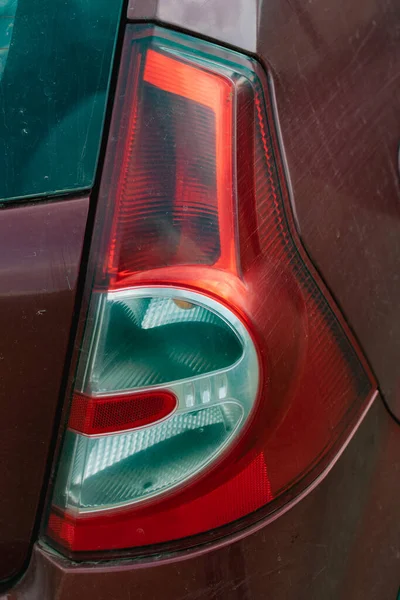 Grandes Faros Coche Cerca Iluminación Técnica Carreteras Día Noche Luces — Foto de Stock