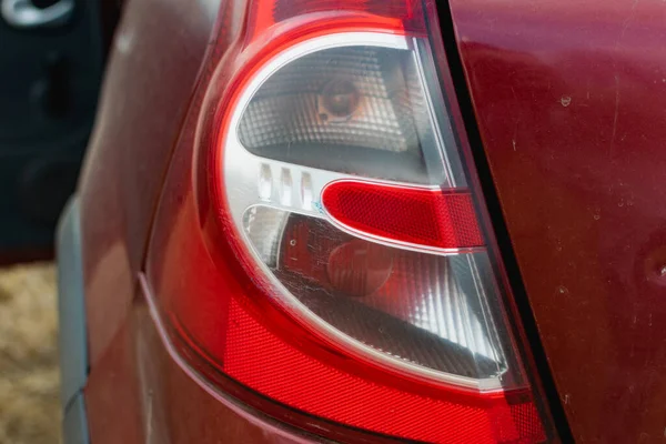 Grandes Faros Coche Cerca Iluminación Técnica Carreteras Día Noche Luces — Foto de Stock