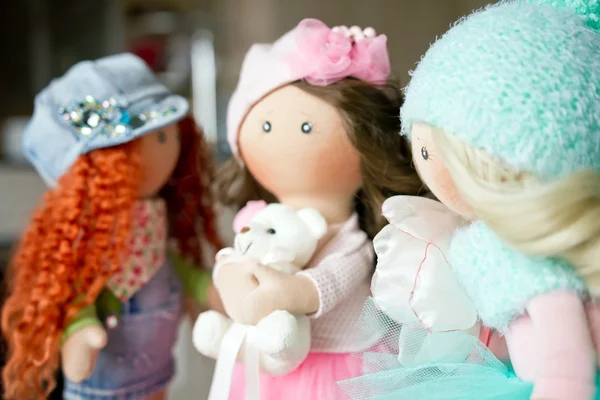 Rag doll textiel handgemaakt met natuurlijke haren — Stockfoto
