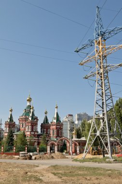 Volgograd Kazan Katedrali yakınlığı ile yüksek bir kule 