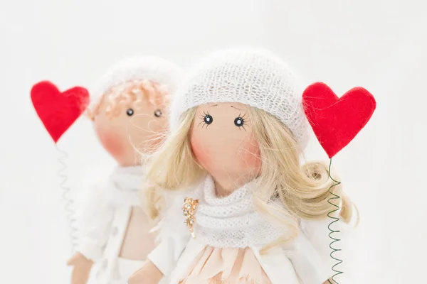 Muñeca textil hecha a mano - un par de ángeles — Foto de Stock