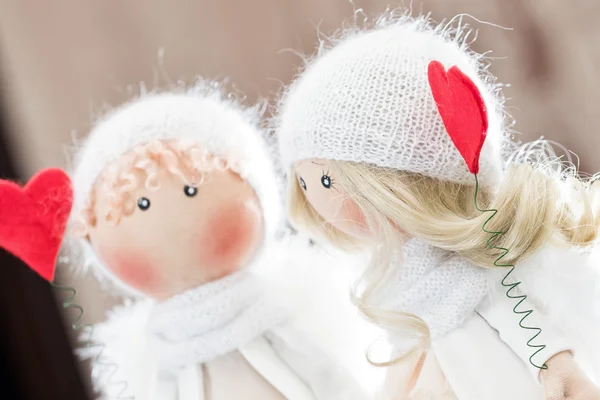 Muñeca textil hecha a mano - un par de ángeles — Foto de Stock