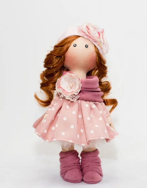 Lembrança boneca artesanal com cabelo natural — Fotografia de Stock
