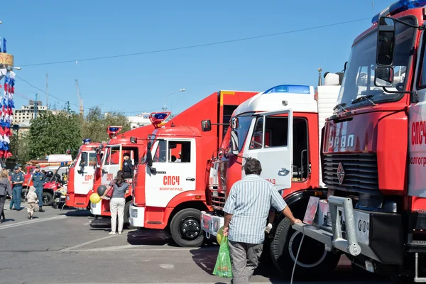 Speciális berendezések, a tűzoltók és a kiegészítő eszközök kiállítása — Stock Fotó