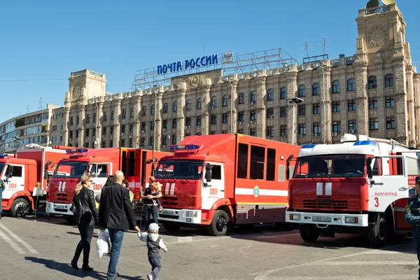 Выставка специального оборудования пожарных и вспомогательных устройств — стоковое фото