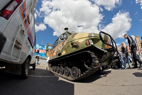 All terrain vehicle on tracks at the exhibition of special equip — Stock Photo, Image