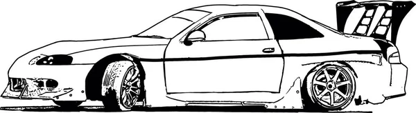 Vector Imagen Blanco Negro Coches Carreras Sintonizados Para Las Carreras — Archivo Imágenes Vectoriales