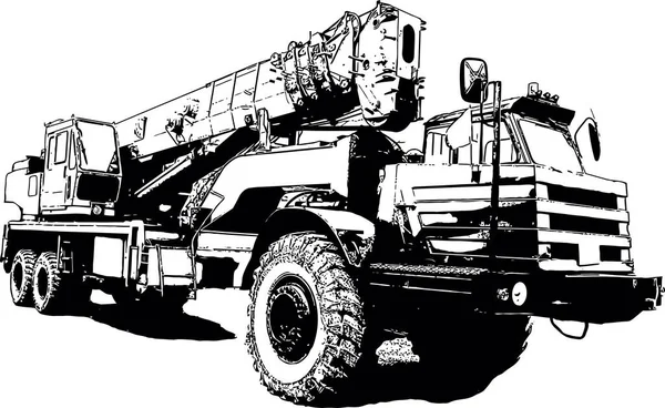 工业用卡车起重机的矢量黑白图像 — 图库矢量图片