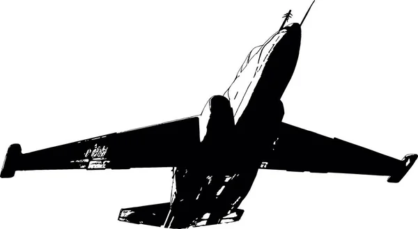 Ασπρόμαυρη Διανυσματική Εικόνα Στρατιωτικού Μαχητικού Αεροπλάνου — Διανυσματικό Αρχείο