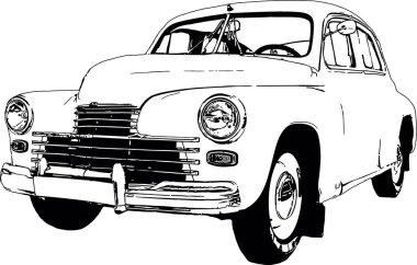 20. yüzyılın 50 'li yılların siyah-beyaz bir arabasının görüntüsü.