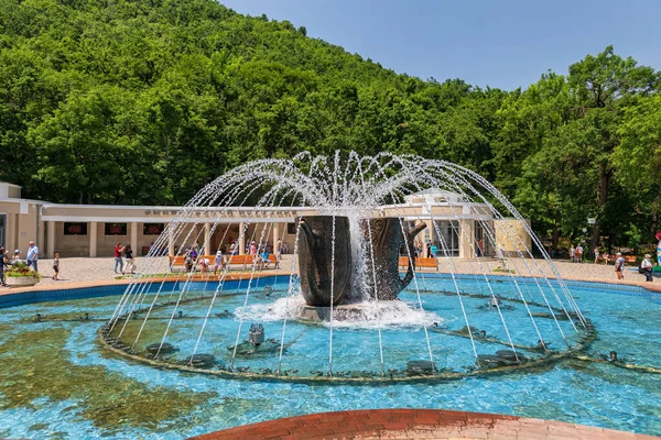 Zheleznovodsk July Beautiful Fountain Resort Park City Front Smirnovsky Spring — Stock Photo, Image
