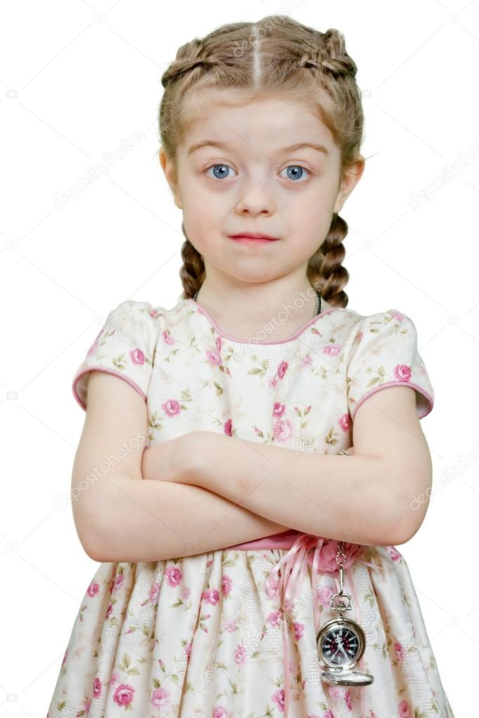 little blonde girl with silver watch