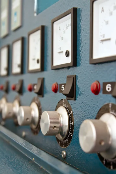 Instrument panel with circuit breakers and switches — Stock Photo, Image