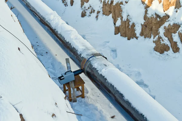 Radiography of welded joints of pipelines in winter conditions — Stock Photo, Image