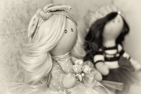 Souvenir handmade doll with natural hair — Stock Photo, Image