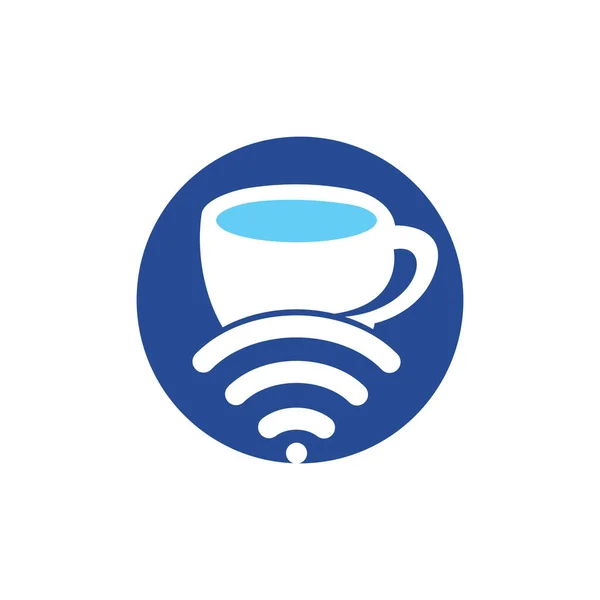 Кофейная Чашка Логотипом Вектора Wifi Креативный Дизайн Логотипа Искушает Кафе — стоковый вектор