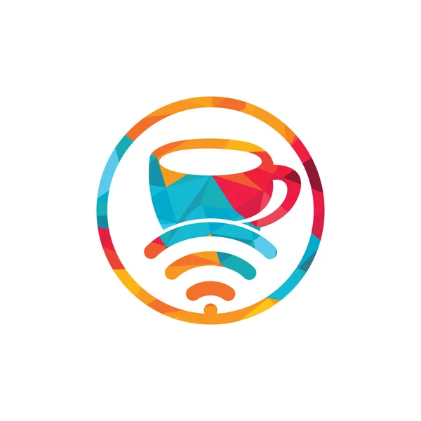 Koffiebeker Met Wifi Vector Icoon Logo Creatief Logo Ontwerp Sjabloon — Stockvector