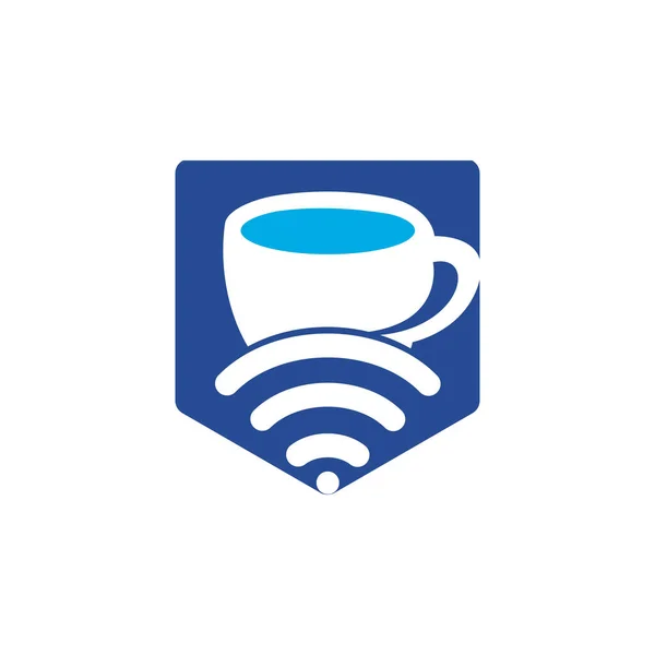 Kaffeetasse Mit Wifi Vektor Logo Kreative Logo Design Vorlage Für — Stockvektor