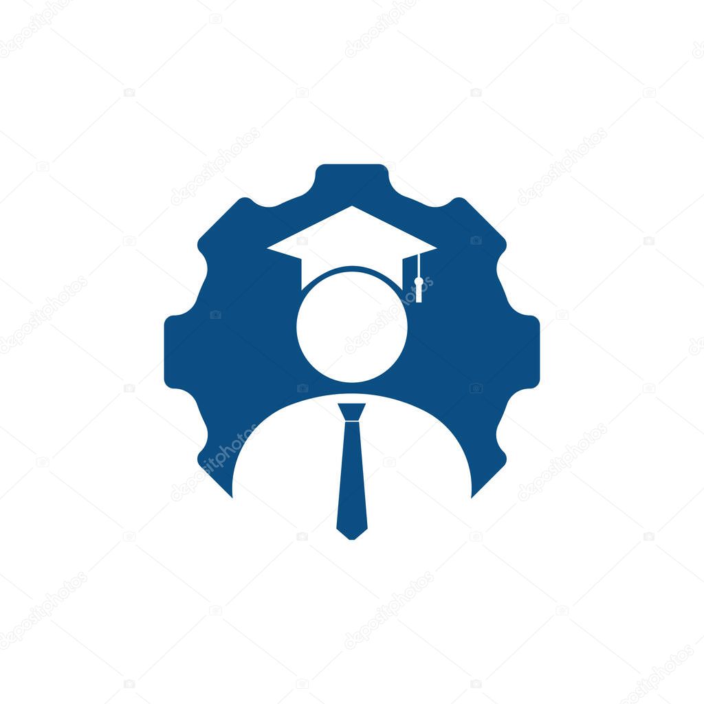 Student gear vector logo template. Graduation Engineer logo symbol or icon template.