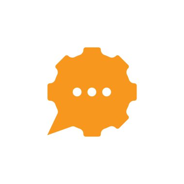 Vites sohbet vektör logosu tasarımı. Konuşma baloncuğu dizaynlı çark.