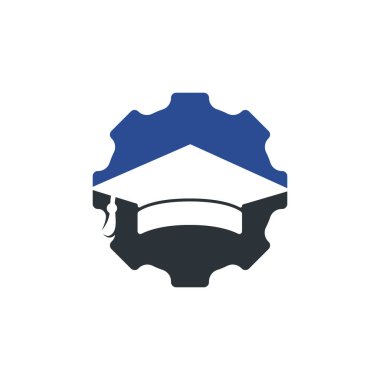 Endüstriyel mühendislik eğitimi vektör logosu. Öğrenci dişli vektör logosu şablonu.