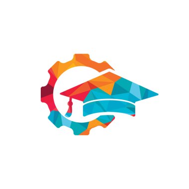 Endüstriyel mühendislik eğitimi vektör logosu. Öğrenci dişli vektör logosu şablonu.