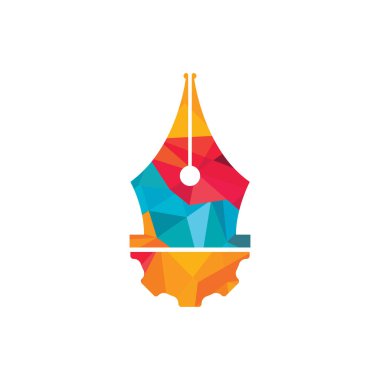 Vites ve kalem vektör logosu tasarımı. Eşsiz kanun ve endüstriyel logot tasarım şablonu.