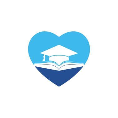 Mezuniyet şapkası ve kitap vektör logosu şablonu. Eğitim logosu kavramı.