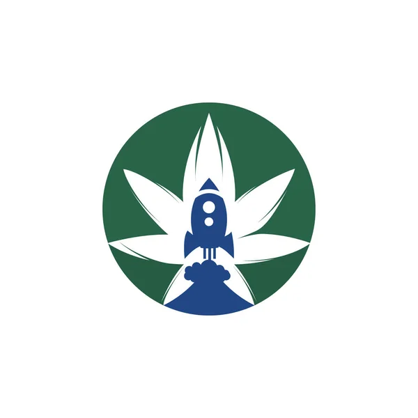 Kenevir Roket Vektör Logosu Tasarımı Eşsiz Kenevir Uzay Gemisi Logoti — Stok Vektör