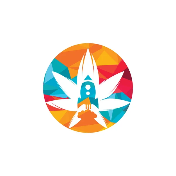 Cannabis Raket Vector Logo Ontwerp Unieke Cannabis Ruimteschip Logotype Design — Stockvector