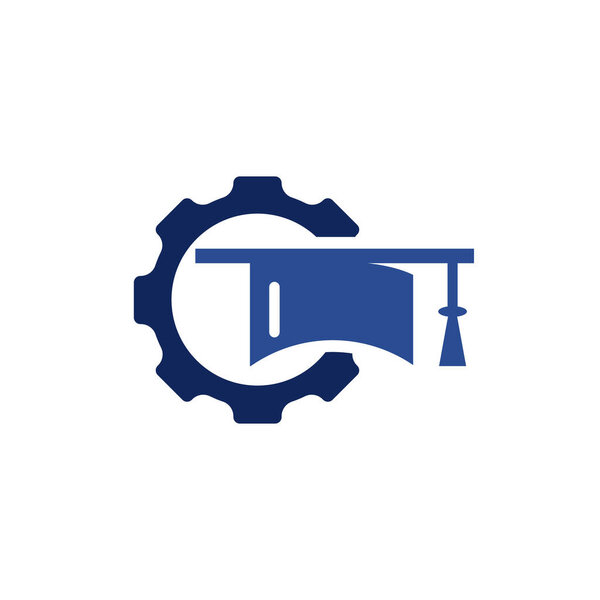 Industrial engineering education vector logo design. Student gear vector logo template.