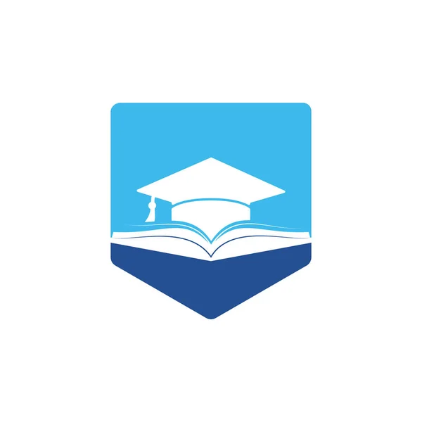 Chapeau Graduation Modèle Logo Vectoriel Livre Éducation Logo Concept — Image vectorielle