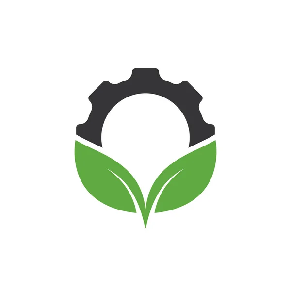 Gear Leaf Vector Logo Design Abstraktes Konzept Für Ökologie Grüne — Stockvektor