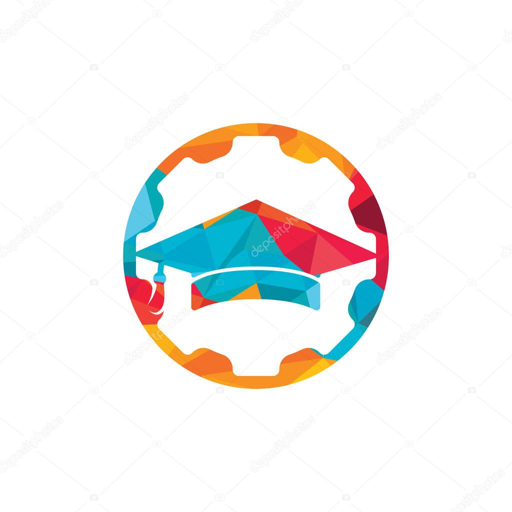 Industrial engineering education vector logo design. Student gear vector logo template.