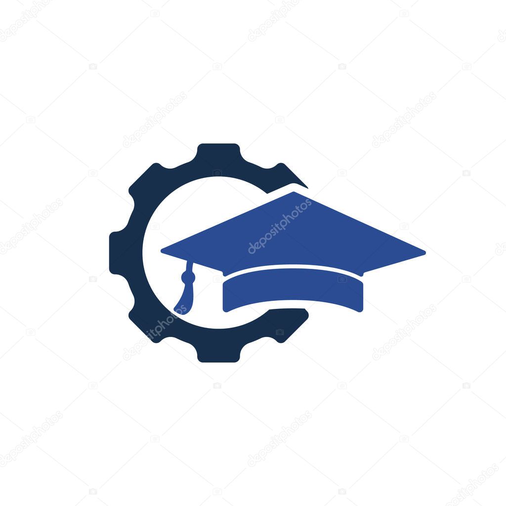Industrial engineering education vector logo design. Student gear vector logo template.