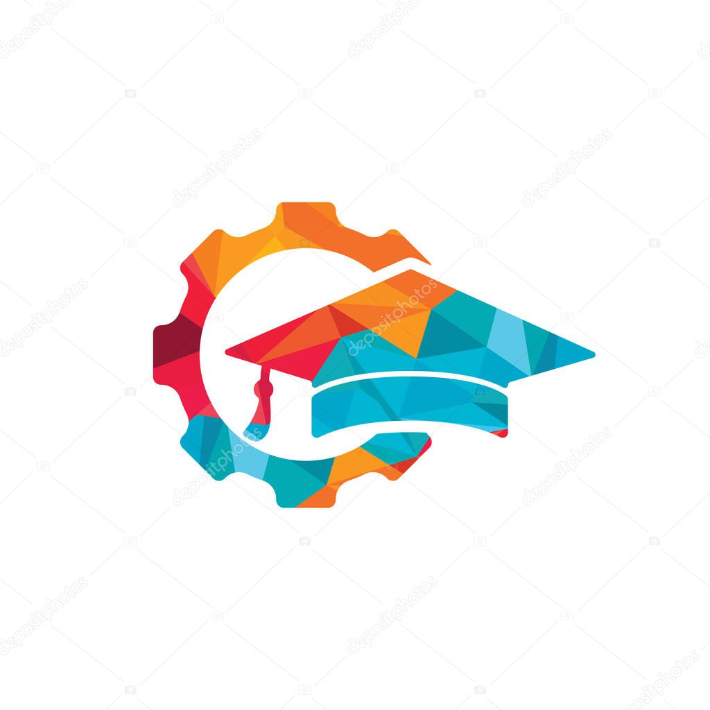 Industrial engineering education vector logo design. Student gear vector logo template.