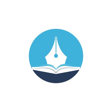 Kitap kalem vektör logosu tasarımı. Eğitim bölümü için logo tasarım vektörü.