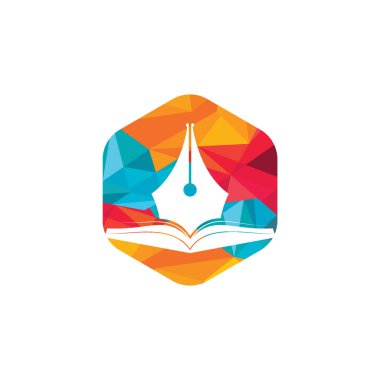 Kitap kalem vektör logosu tasarımı. Eğitim bölümü için logo tasarım vektörü.