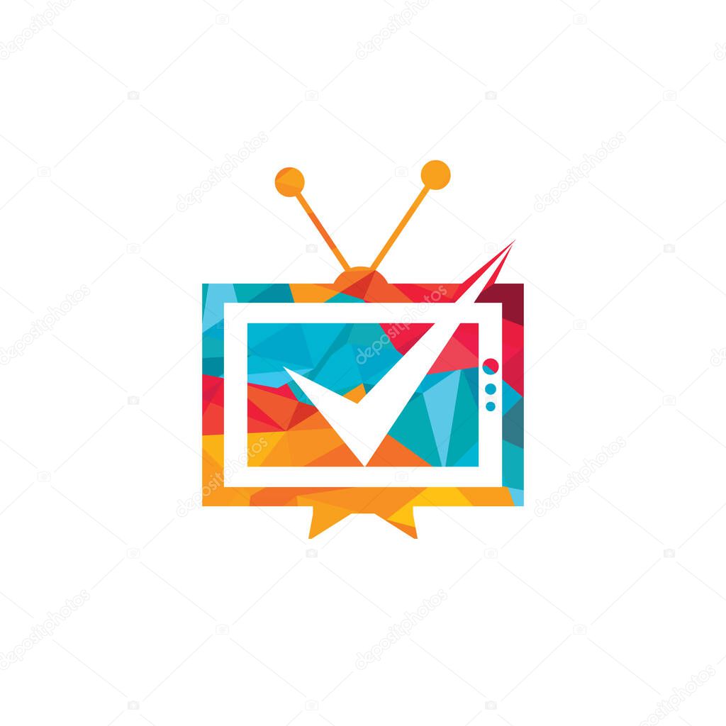 Television check logo vector design template.