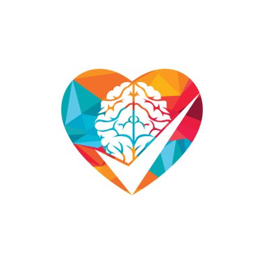 Beyin kontrol vektör logosu tasarımı. Beyin ve kene simgesi logosu.